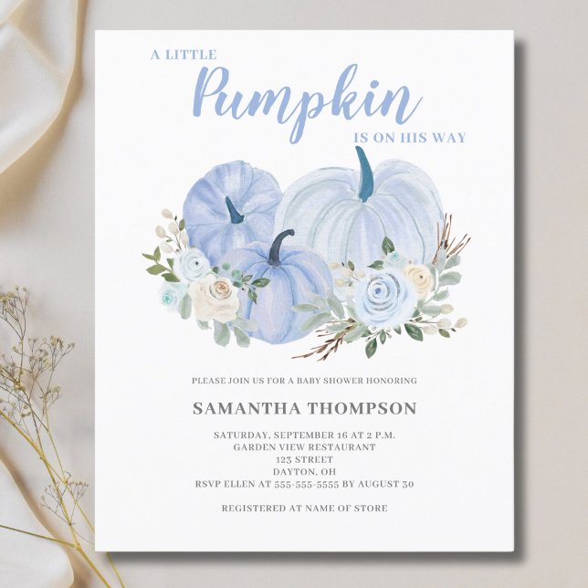 Lámina Invitación Baby Shower azul de calabaza pequeña de (Subido por el creador)