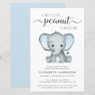 Lámina Invitación Baby Shower azul para elefantes de pres