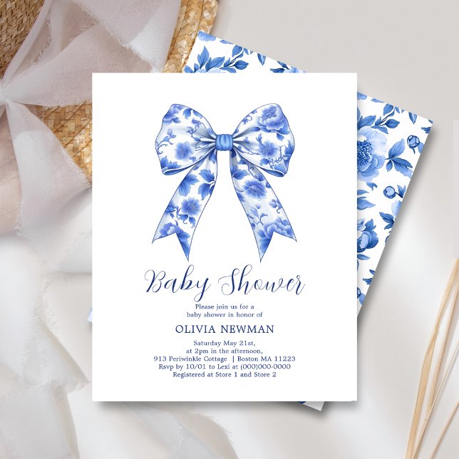 Lámina Invitación Baby Shower de Blue Chinoiserie Bow (Subido por el creador)
