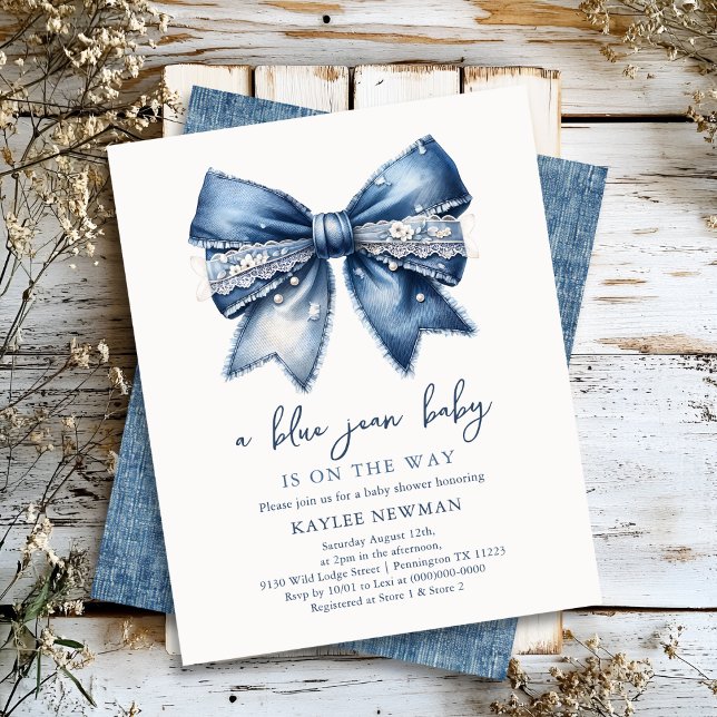 Lámina Invitación Baby Shower de Blue Jean Denim Bow (Subido por el creador)