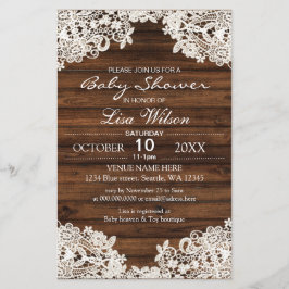 Lámina Invitación Baby Shower de Budget Barn Wood Lace