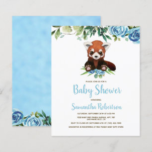 Lámina Invitación Baby Shower de Budget Blue Floral Bear