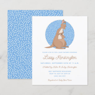 Lámina Invitación Baby Shower de Budget Blue Kangaroo Boy