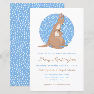 Lámina Invitación Baby Shower de Budget Blue Kangaroo Boy