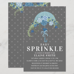 Lámina Invitación Baby Shower de Budget Blue Umbrella Boy