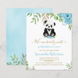Lámina Invitación Baby Shower de Budget Boy Bear Blue Flo