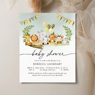 Lámina Invitación Baby Shower de Budget Cute Animal Boy