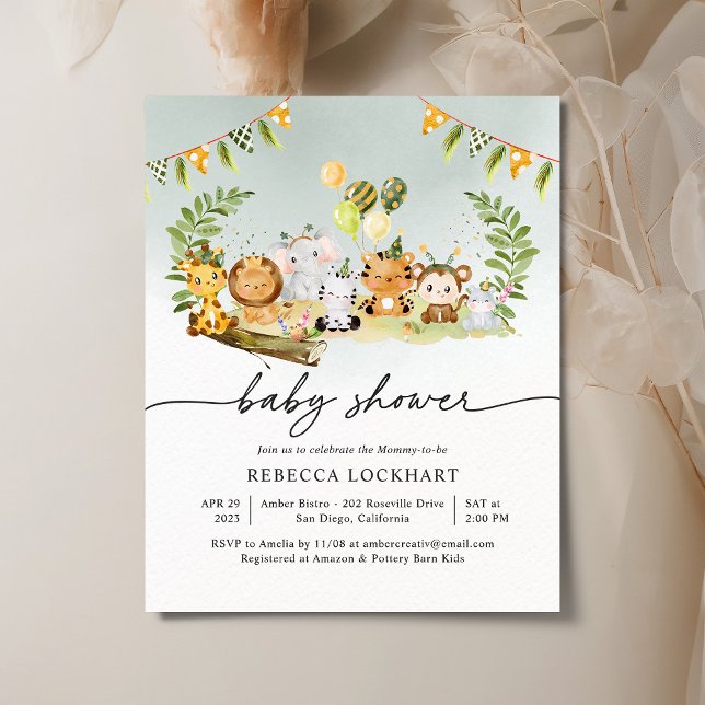 Lámina Invitación Baby Shower de Budget Cute Animal Boy (Subido por el creador)