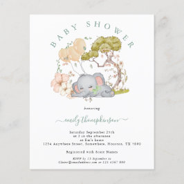 Lámina Invitación Baby Shower de Budget Elephant Boy Sage