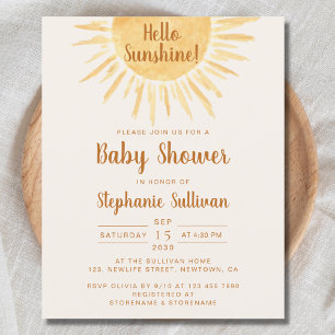 Lámina Invitación Baby Shower de Budget Hello Sunshine Bo