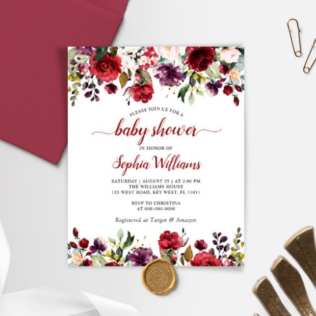 Lámina Invitación Baby Shower de Budget Marsala & Pink Ro (Subido por el creador)