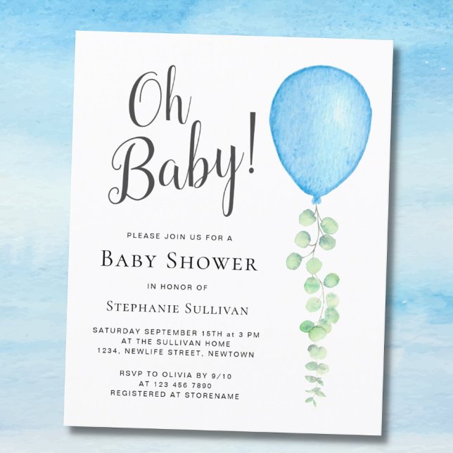 Lámina Invitación Baby Shower de Budget Oh Baby Blue Ball (Subido por el creador)