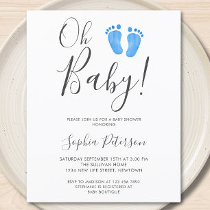Lámina Invitación Baby Shower de Budget Oh Baby Blue Feet