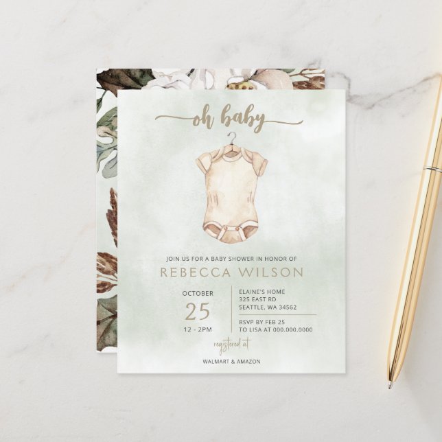 Lámina Invitación Baby Shower de Budget Oh Baby Boho (Anverso/Reverso In Situ)