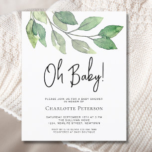 Lámina Invitación Baby Shower de Budget Oh Baby Greenery