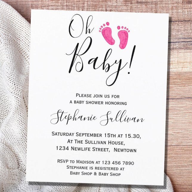 Lámina Invitación Baby Shower de Budget Oh Baby Pies Pink (Subido por el creador)