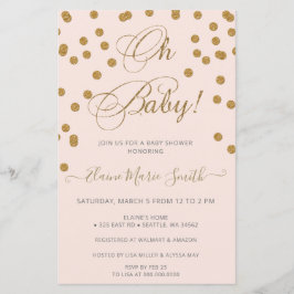 Lámina Invitación Baby Shower de Budget Oh Baby Pink Gold