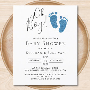 Lámina Invitación Baby Shower de Budget Oh Boy Blue Feet