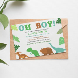 Lámina Invitación Baby Shower de Budget Oh Boy Cute Dinos