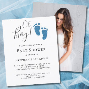 Lámina Invitación Baby Shower de Budget Oh Boy Photo Blue