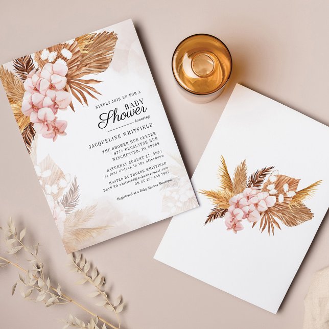 Lámina Invitación Baby Shower de Budget Pampas Grass Boho (Subido por el creador)