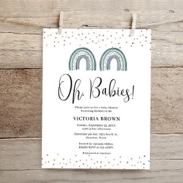 Lámina Invitación Baby Shower de Budget Rainbow Boy Twins