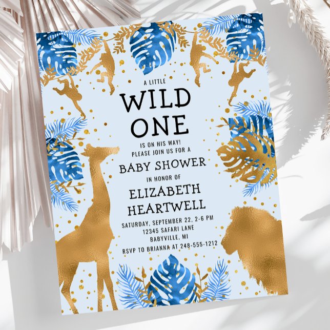 Lámina Invitación Baby Shower de Budget Safari Blue Gold  (Subido por el creador)