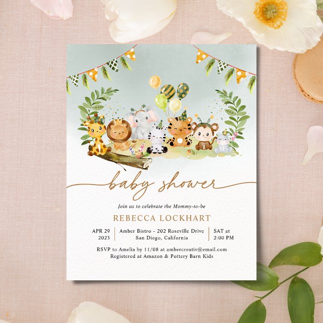 Lámina Invitación Baby Shower de Budget Safari Gold Boy (Subido por el creador)