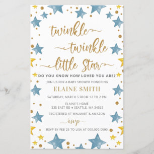 Lámina Invitación Baby Shower de Budget Stars Blue Boy