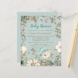 Lámina Invitación Baby Shower de Budget Woodland Bear Boy