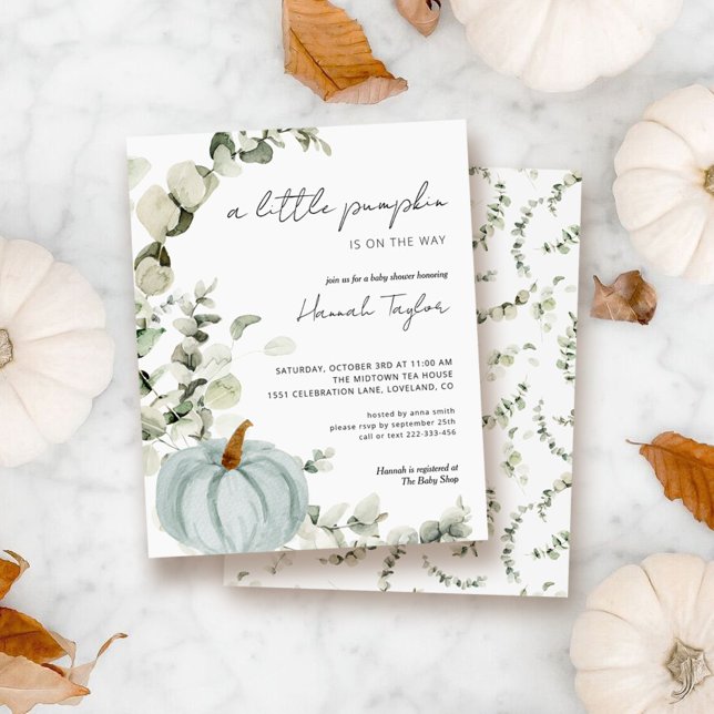 Lámina Invitación Baby Shower de calabaza azul de presupu (Subido por el creador)