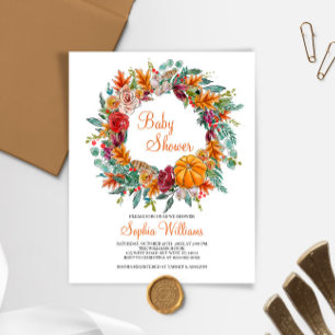 Lámina Invitación Baby Shower de calabaza de otoño de pre