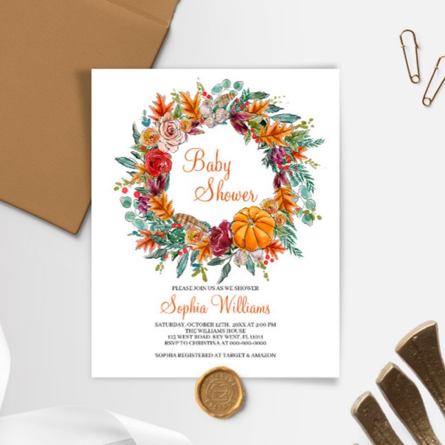 Lámina Invitación Baby Shower de calabaza de otoño de pre (Subido por el creador)