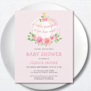 Lámina Invitación Baby Shower de Chica rosa de calabaza p