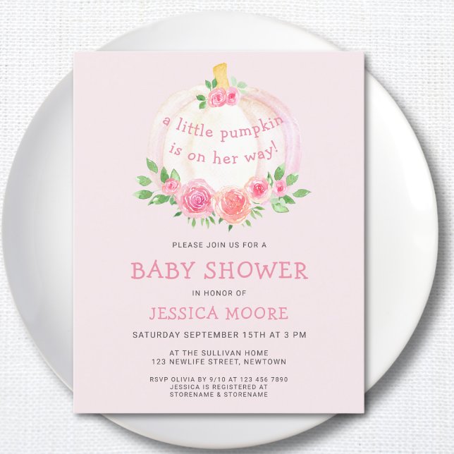 Lámina Invitación Baby Shower de Chica rosa de calabaza p (Subido por el creador)