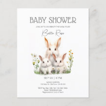 Invitación Baby Shower de conejito neutral de géne