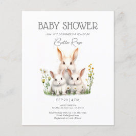 Lámina Invitación Baby Shower de conejito neutral de géne