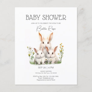Lámina Invitación Baby Shower de conejito neutral de géne