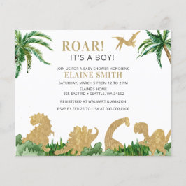 Lámina Invitación Baby Shower de Dinosaurios Roares de Pr
