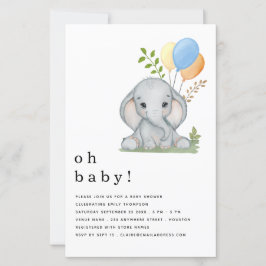Lámina Invitación Baby Shower de Elephant Blue Boy