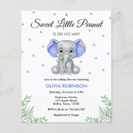 Lámina Invitación Baby Shower de Elephant Blue Boy