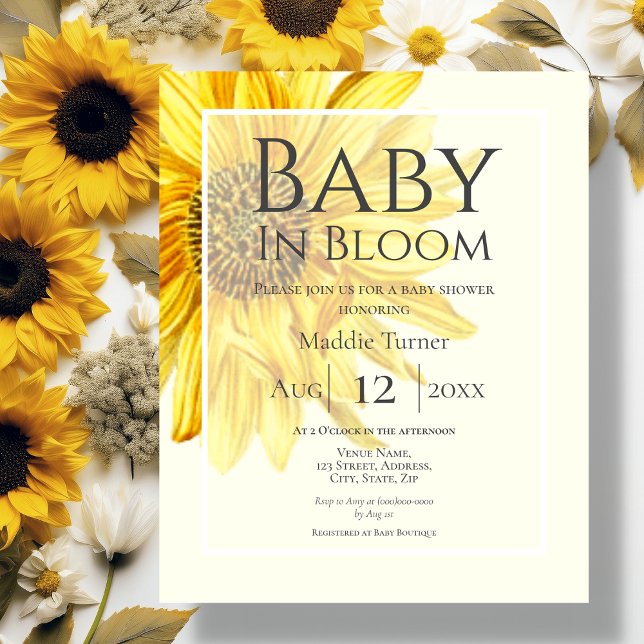Lámina Invitación Baby Shower de girasol amarillo presupu (Subido por el creador)