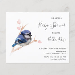Lámina Invitación Baby Shower de Jay Bird azul con presup