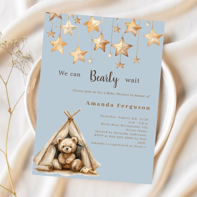 Lámina Invitación Baby Shower de la estrella del oso de T (Subido por el creador)