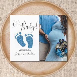 Lámina Invitación Baby Shower de las parejas de pies azul