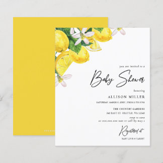 Lámina Invitación Baby Shower de limón amarillo presupues