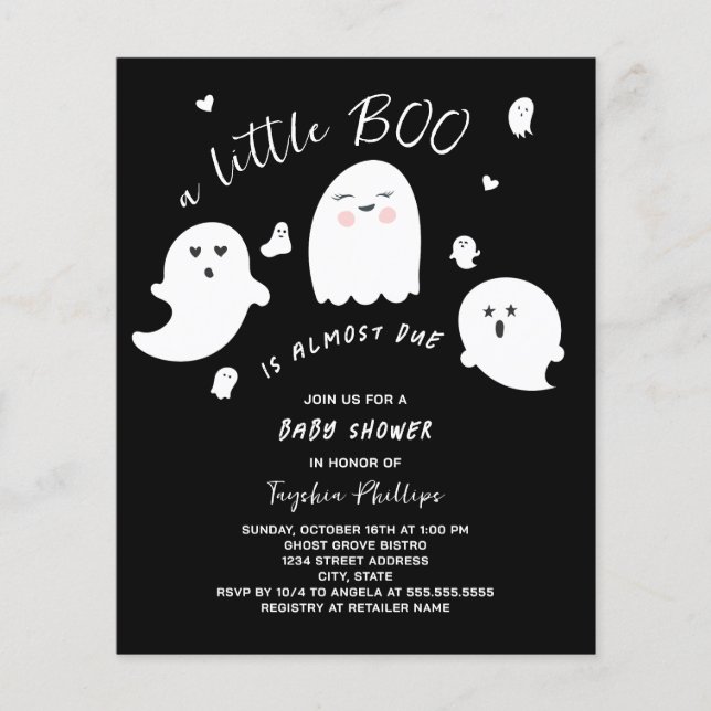Lámina Invitación Baby Shower de Little Boo Budget Hallow (Anverso)