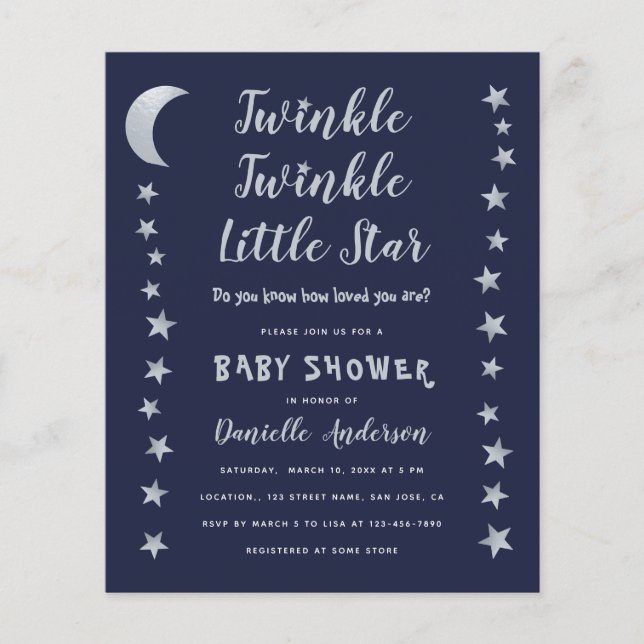 Lámina Invitación Baby Shower de Little Star de Budget Tw (Anverso)