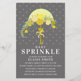 Lámina Invitación Baby Shower de paraguas amarillo presup