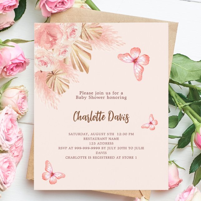 Lámina Invitación Baby Shower de presupuesto para maripos (Subido por el creador)